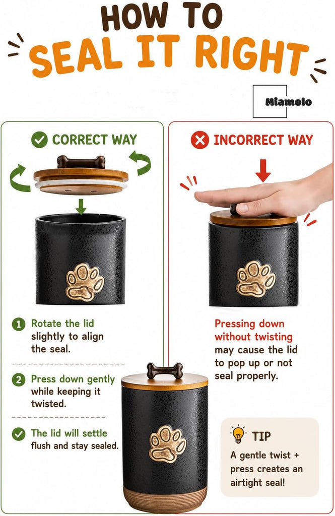 Dog Treat Container Airtight Jar with Lid, Keep the Pet Treat Fresh