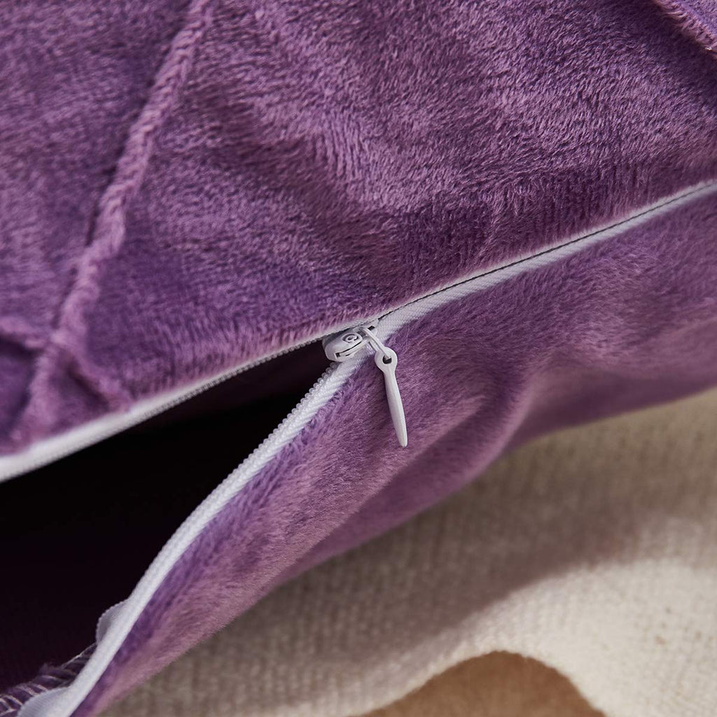 Diamond Pinch Pleated Crystal Velvet Pillowcases 2 Pack Solid Pintuck Throw Cushion Cover Decor Hidden Zipper Closure