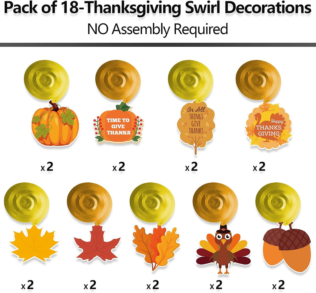 Thanksgiving Decorations Set with Banner and Garland - Set of 40