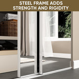 Mirror Closet Doors, 60''x80'' One Side Sliding Closet Door with Hardware Kit, Interior Steel Frame 