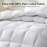 Goose Feather Down Fiber Comforter Queen - All Season White Fluffy Duvet Insert