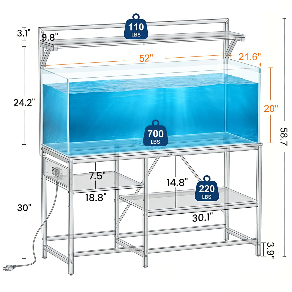 55&75 Gallon Fish Tank Stand for Standard & Breeder Tanks
