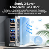 15 Inch Wine Fridge, 30 Bottles Dual Zone Wine Cooler, 41-68°F Wine Refrigerator