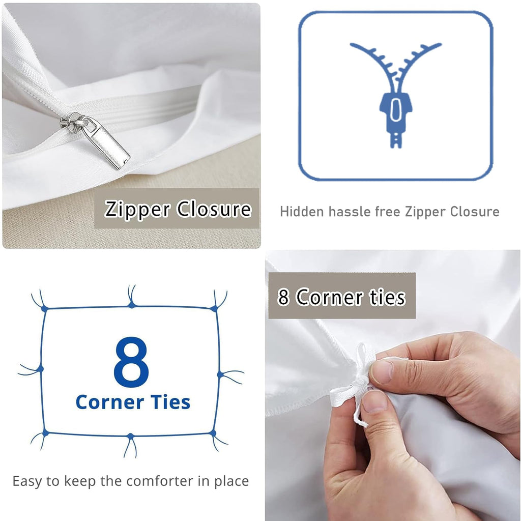 Two Tone Duvet Cover Set, 132x120, White & Steel Blue