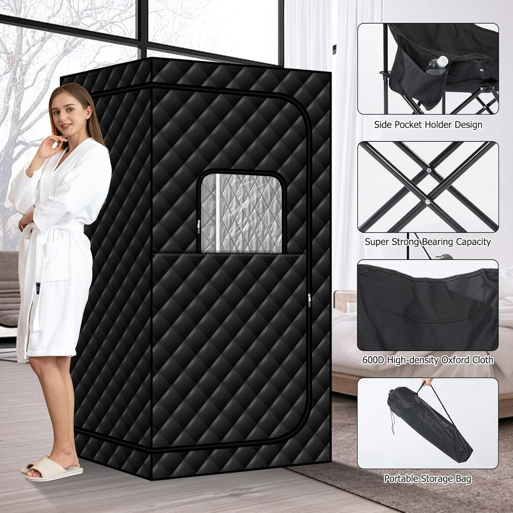 Portable Infrared Sauna with 600nm Red Light, Personal Sauna Spa with Remote Control and Large Foldable Chair