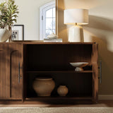 67" Arched Walnut Buffet Cabinet with Storage, Large Credenza with 4 Doors