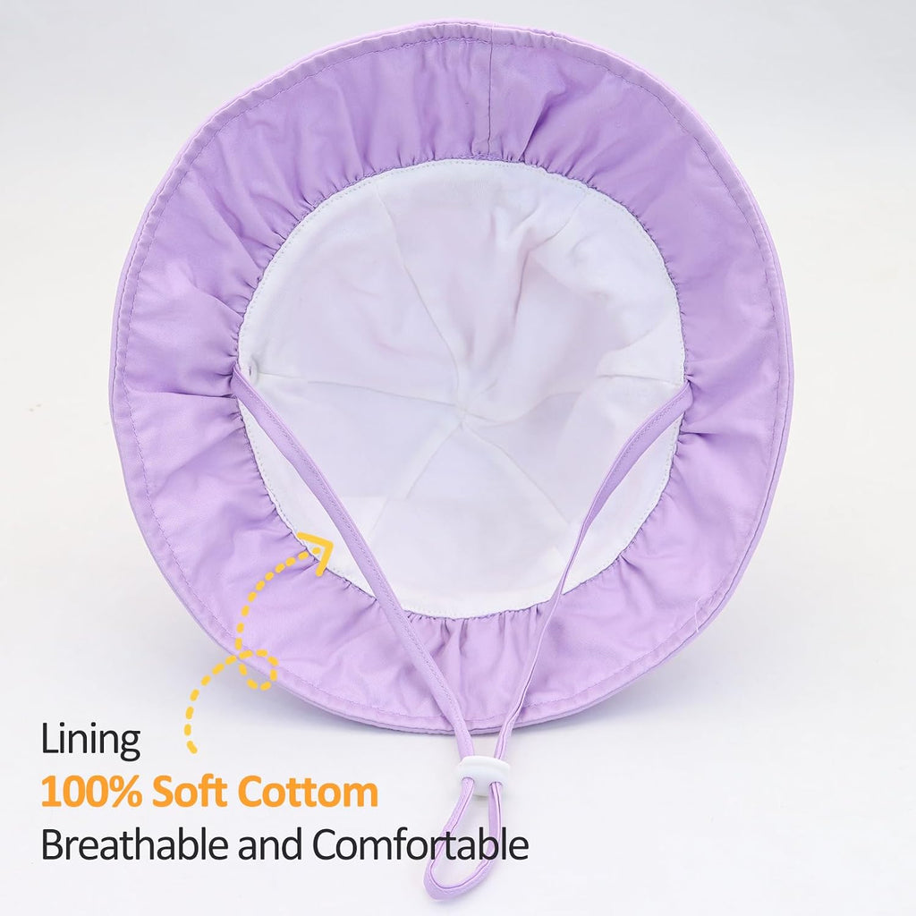 Baby Sun Hat UPF 50+ Toddler Bucket Hats Cute Girls Wide Brim Kids Cotton Hat for Outdoor Infant Beach Essentials