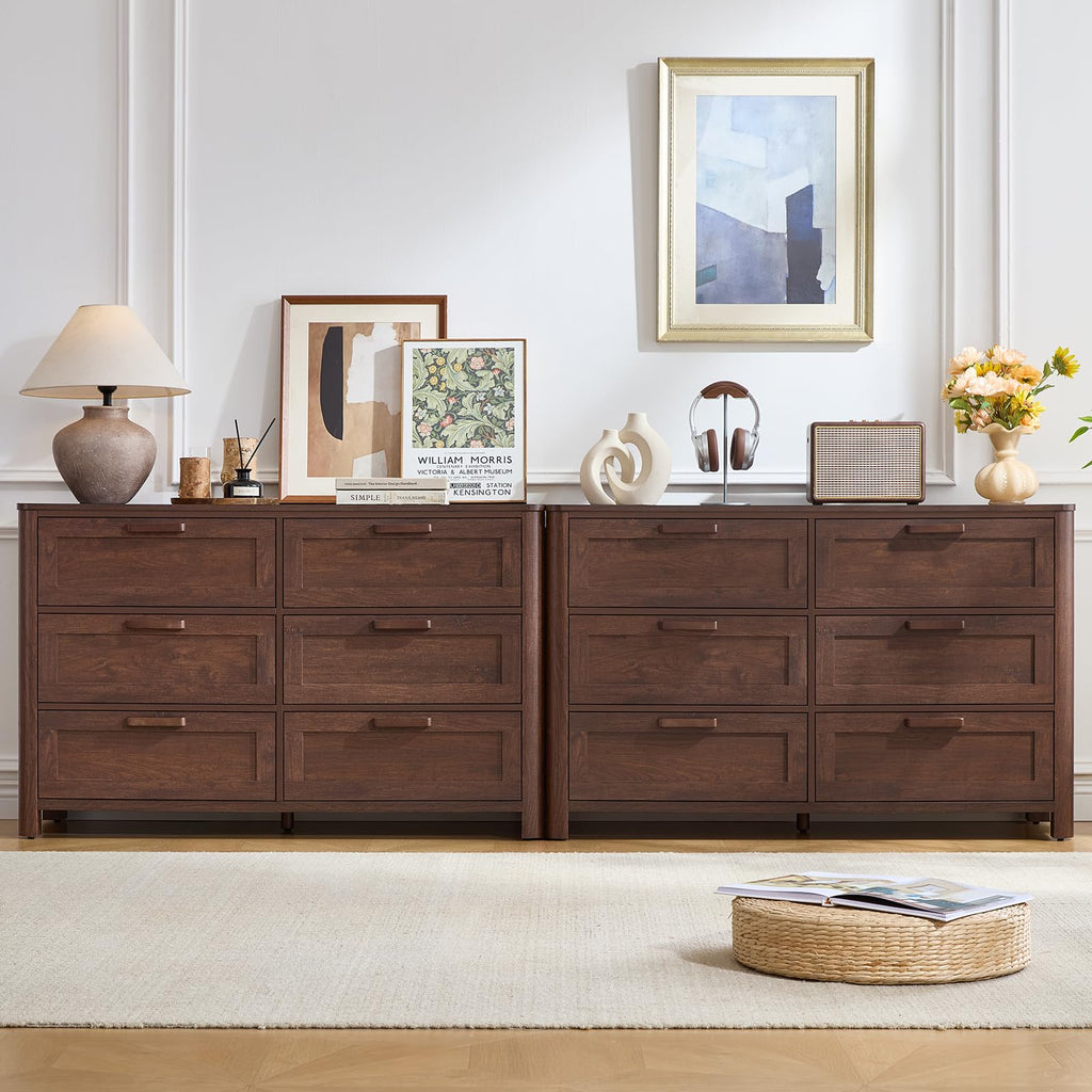 Farmhouse 6 Drawer Dresser, Walnut