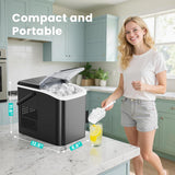 Countertop Ice Maker Machine with Handle, Auto-Cleaning Portable Ice Maker with Basket & Scoop, 26lbs in 24Hrs & 9