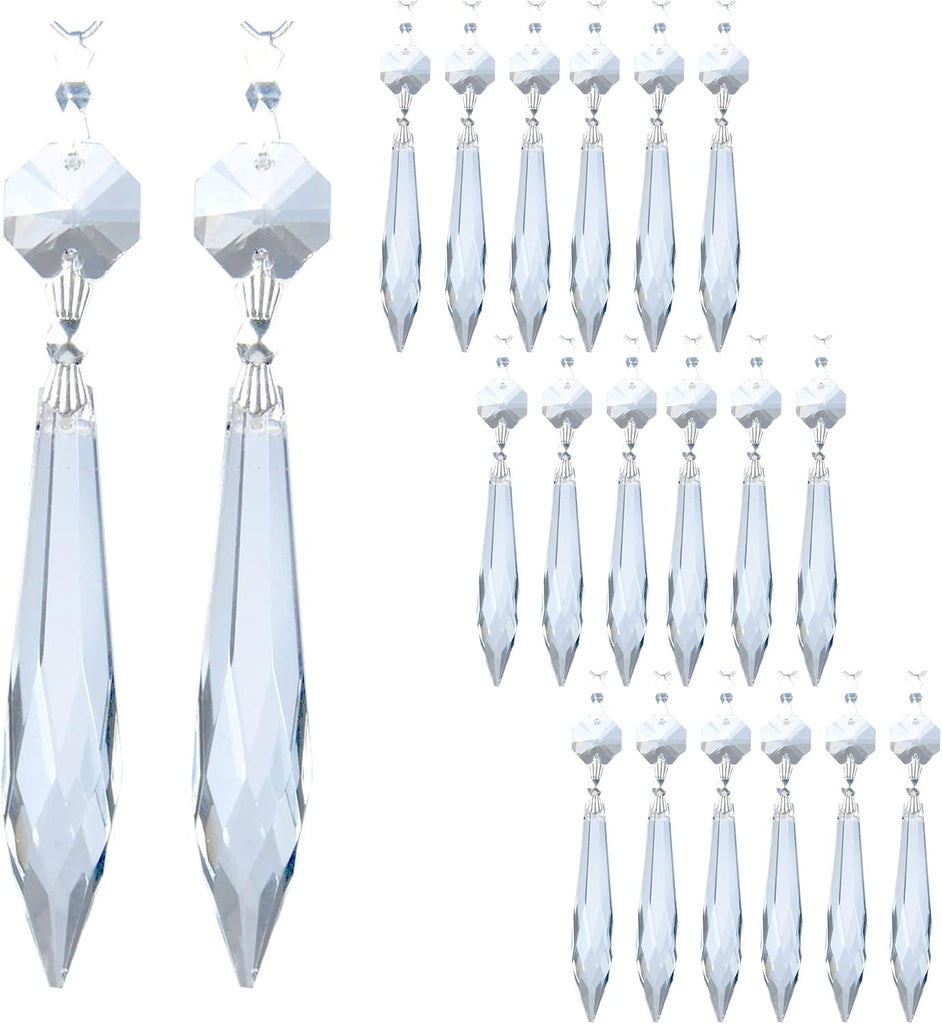 20Pcs 63mm Hanging Chandelier Crystals Icicle Prisms Suncatchers,Clear - Replacement Parts for Chandeliers