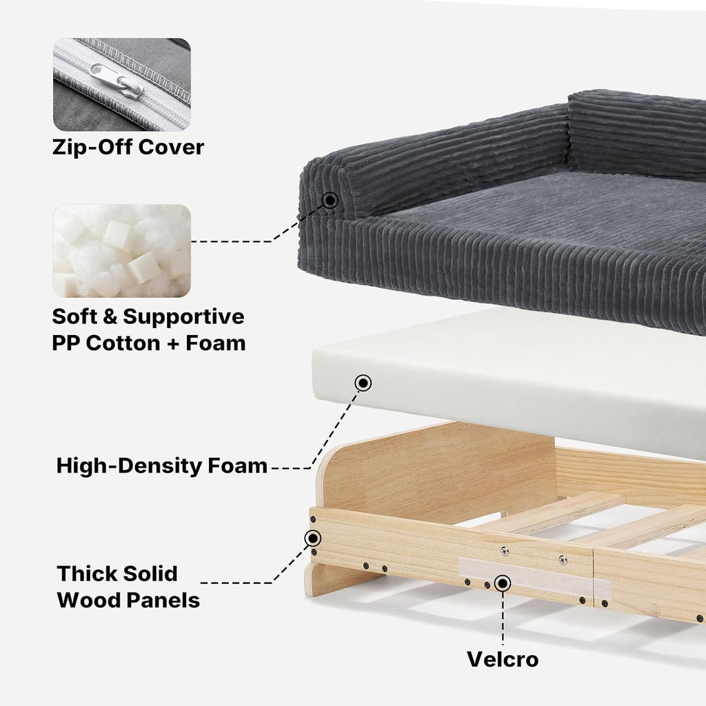 Elevated Dog Bed Indoor, Wood Furniture Style Dog Couch Sofa