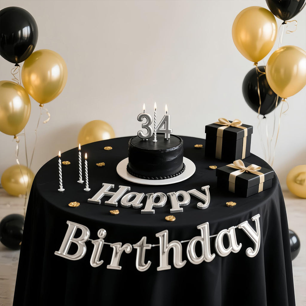 6 Pack Round Table Cloth 90 Inch Black Cloth Fit 5FT Round Table