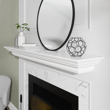 Clean, sophisticated Premium Grade A MDF White mantel shelf, 60"L x 10"D x 5"H, Crisp White paint, The