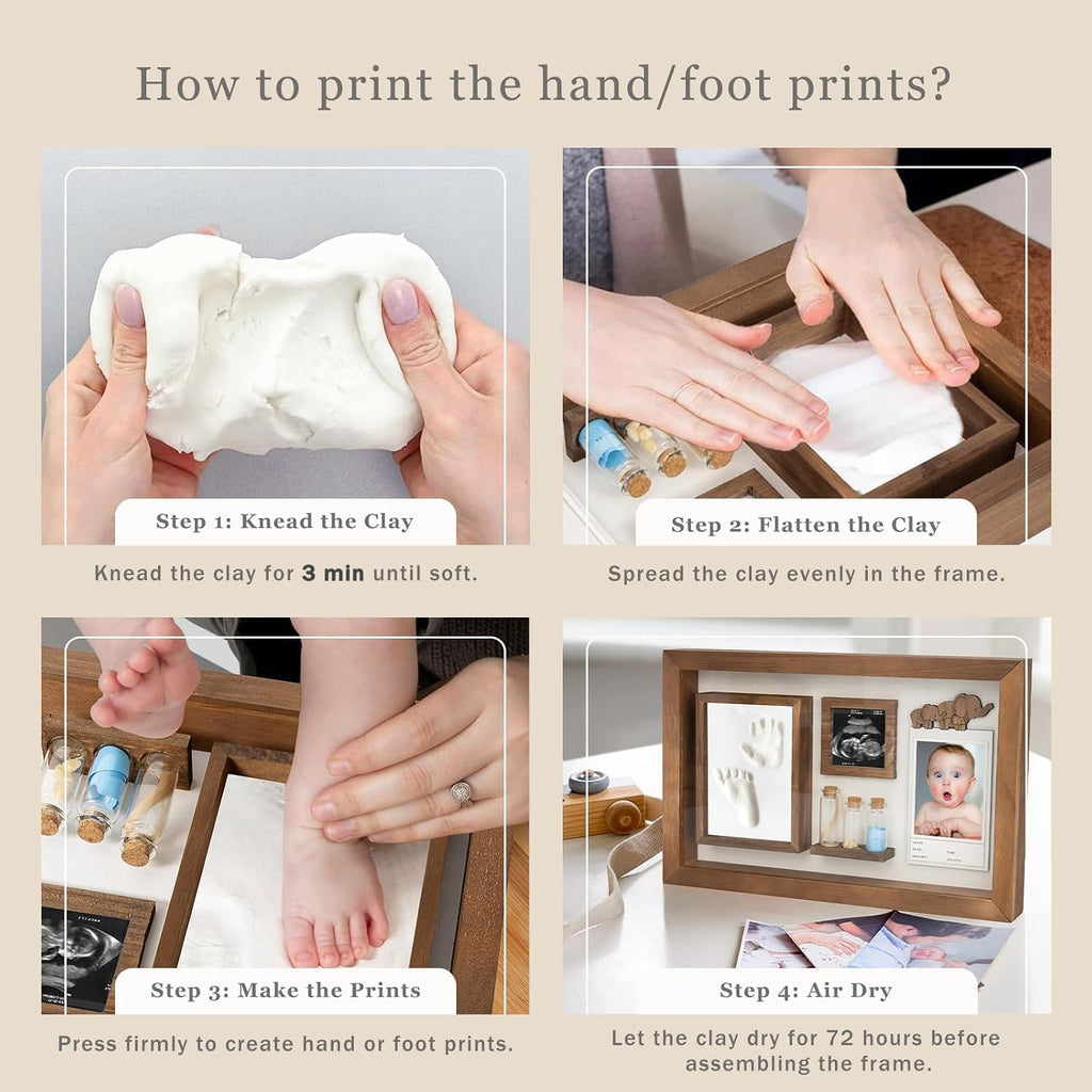 Baby Keepsake Box, Clay Baby Hand and Footprint Kit, Baby Picture Frame