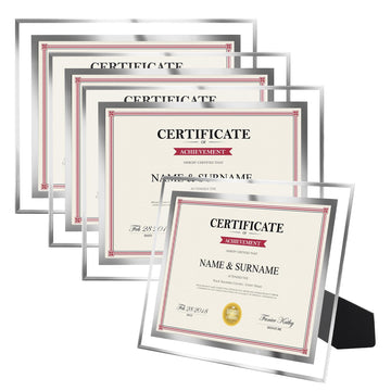 8.5x11 Picture Frame 4 Pack, Glass 8.5 by 11 Certificate Frame for Diploma Degree Award Document, Tabletop Display