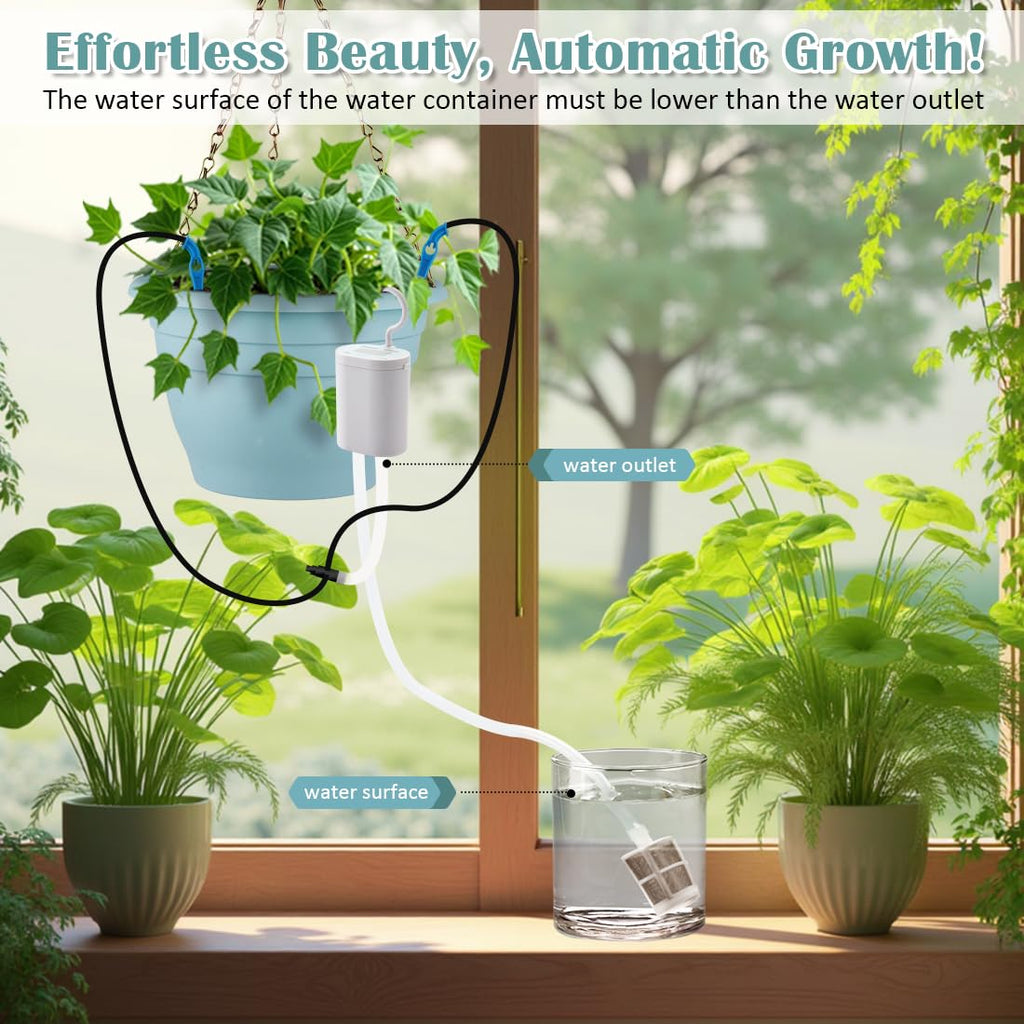 Hanging Planters 10 Inch, 4 Pcs Flower Pots Automatic Watering System Set, Self Watering Hanging Basket with Drainage
