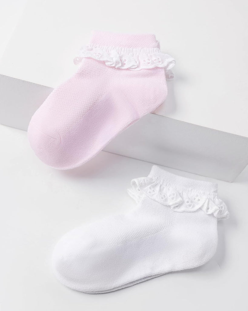 Girls Toddler Little Girls White Ruffle Socks Dress Lace Frilly