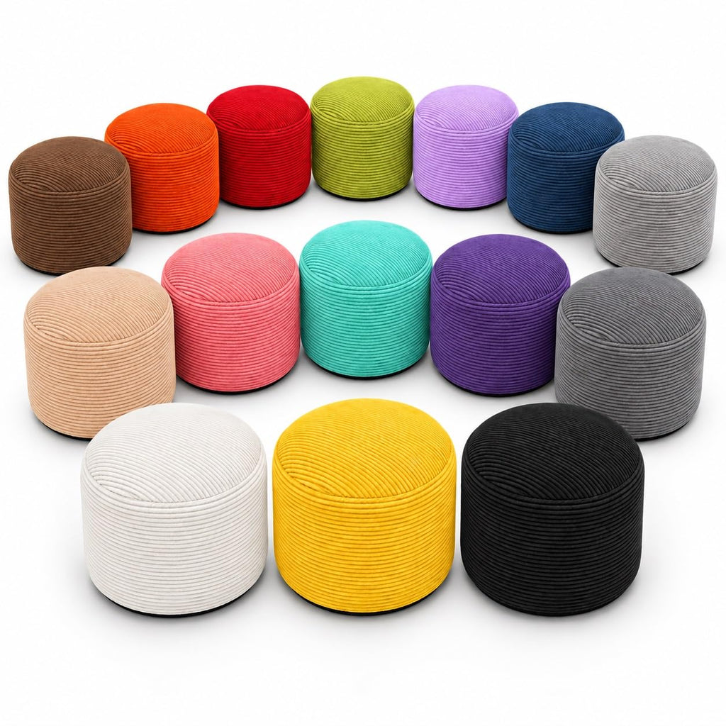 Soft Corduroy Pouf Footrest with Washable Cover, Mint