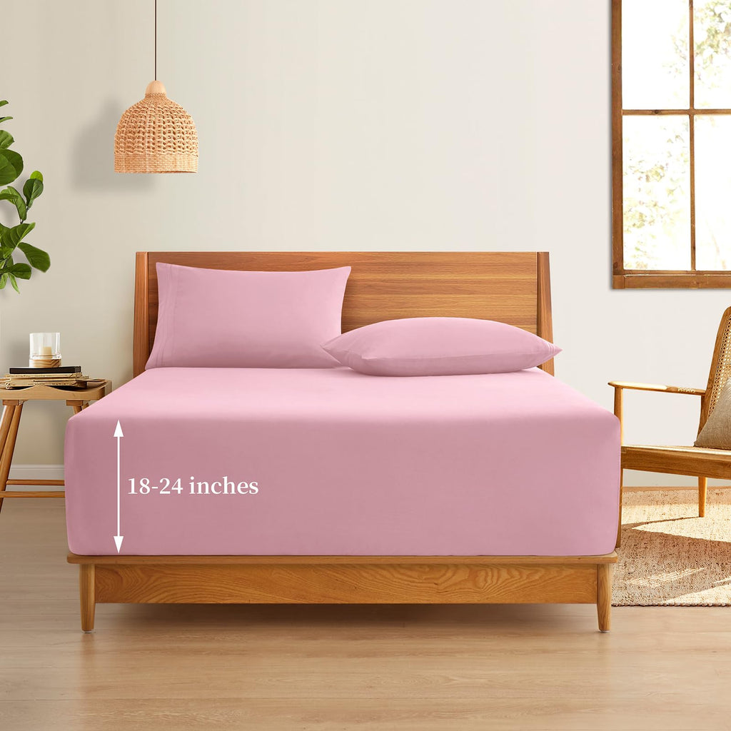 Extra Deep Pocket King Fitted Sheet Only, Pink