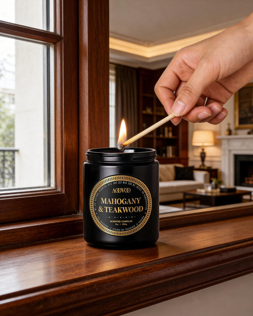 2 Pack Scented Candles for Men - Mahogany Teakwood Scent, Giftable