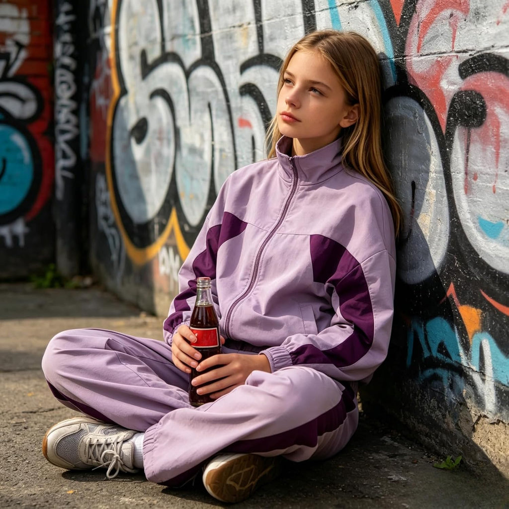 Girls Clothes 2 Piece Zip Up Sweatshirt & Pants Casual Teen Girls Fall Winter Outfit Set
