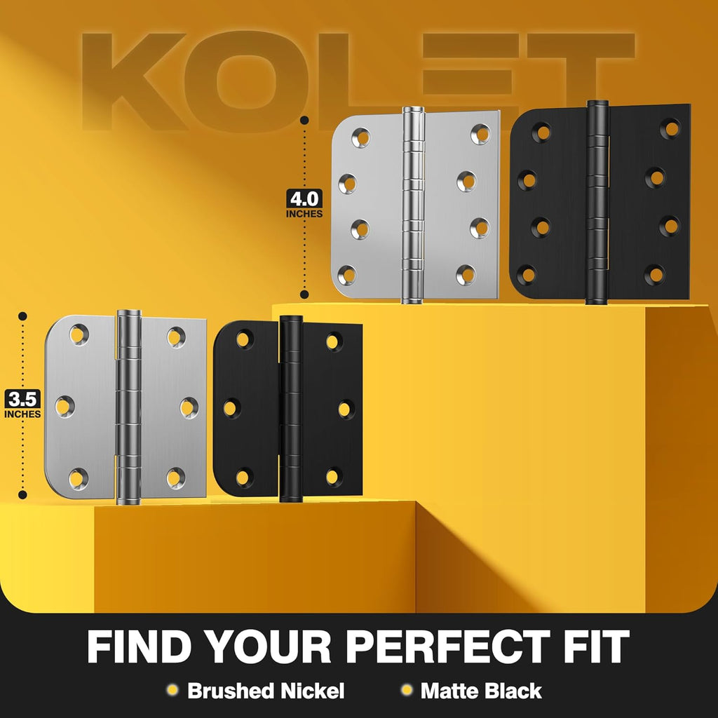 Ball Bearing Door Hinges, 3.5 x 3.5 Inches Black Front Door Hinges, Heavy Duty Stainless Steel Hinges