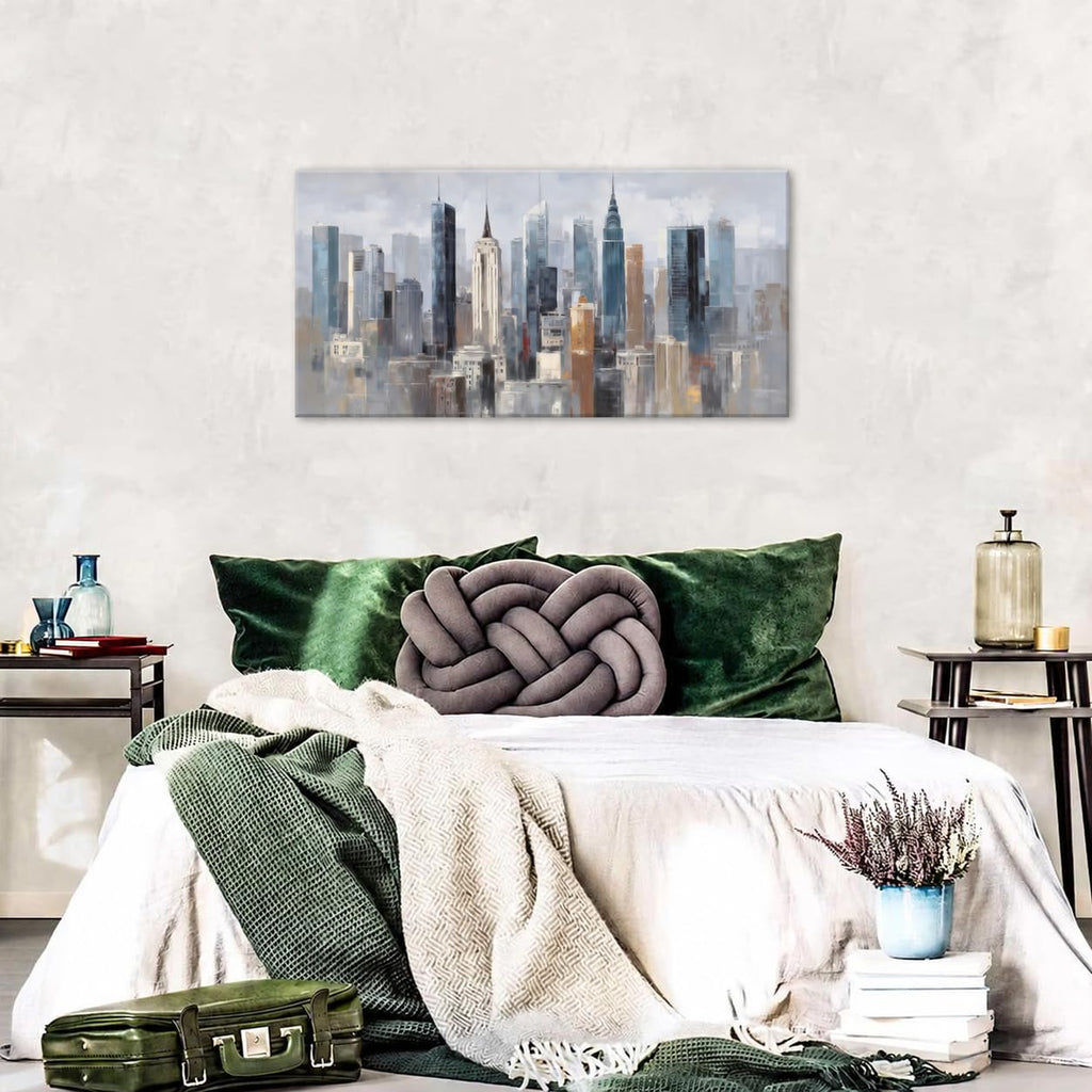 York City Wall Manhattan Skyline Canvas Pictures NYC Abstract Cityscape Prints Paintings Blue Grey City Landscape