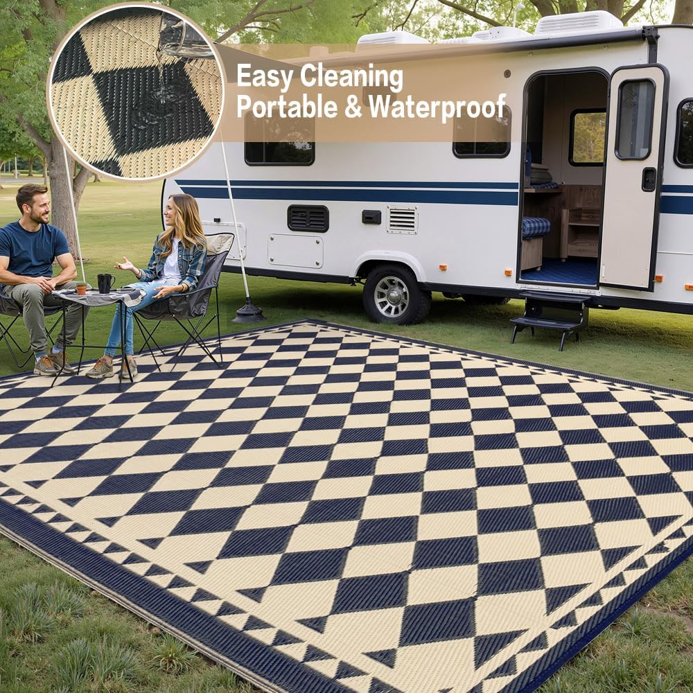 Outdoor Rug for Patios Clearance,Waterproof Mat,Large Outside Carpet,Reversible Plastic Straw Campin