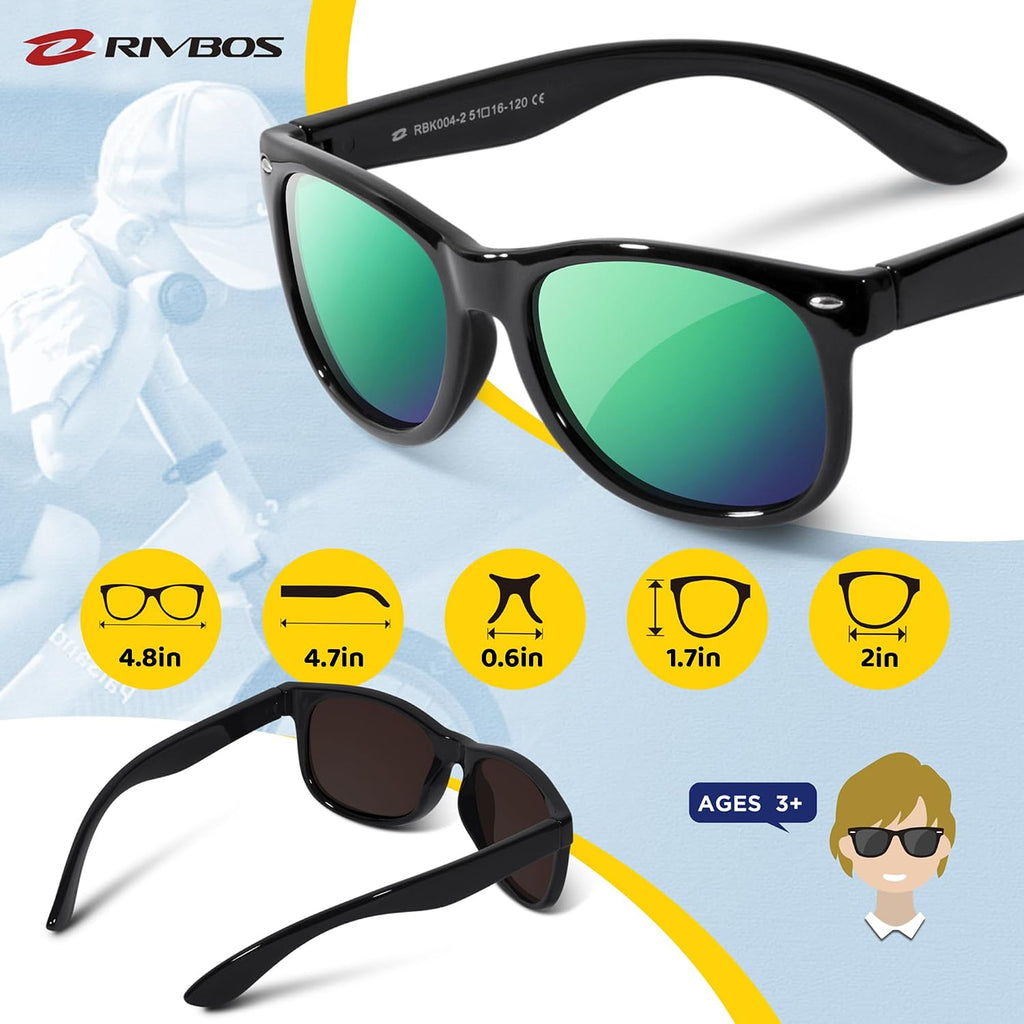 Kids Sunglasses Polarized UV400 TPE with Strap for Boys Girls RBK004