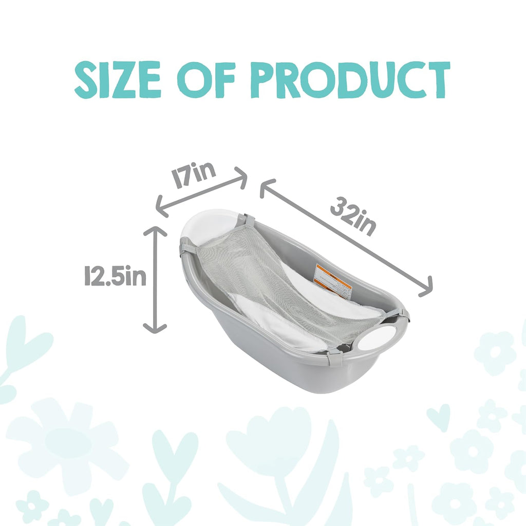 Baby Basics Infant Bath Tub with Air Mesh Sling, Adjustable Baby Bathtub for Newborn to Toddler, Baby Bath Seat