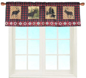 Lodge Rustic Buffalo Check Plaid Northwoods Valance 52 x 16 Inches