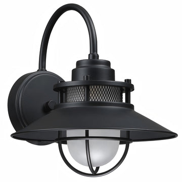 Outdoor Gooseneck Barn Light Fixture with Cage - Exterior Wall Sconce Farmhouse Gooseneck Light Outdoor Porch Sconce
