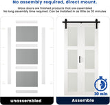 28in x 84in Bifold Barn Door, Frosted Glass Barn Door with Hardware Kit Included, Pre-Drilled Holes 