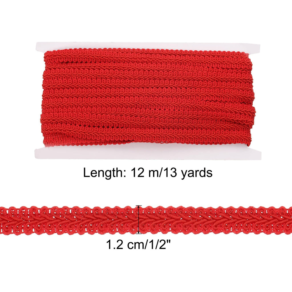 1/2" x 13 Yards Gimp Braid Trim Woven Fabric Ribbon Polyester Red