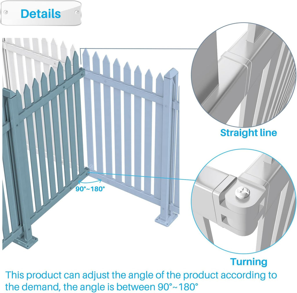 5-Set Vinyl Picket Fence Panels White PVC - 36" H x 84" W for Front Yard, Porch, Deck, Pool - Air Conditioner Safe