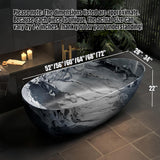 52" Edeyeu Freestanding Bathtub - Solid Surface Bathtub Soaker Tub with Marble Design, Extra Deep Freestanding Tub