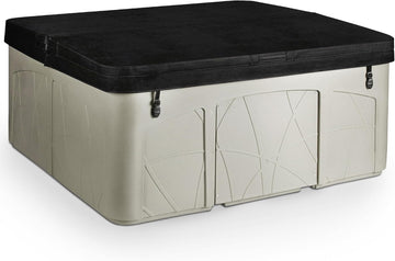5-Person Plug & Play 28-Jet Hot Tub Spa and Thermal Cover, Sand | 28-Jet Square Outdoor Spa with Thermal Cover