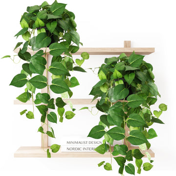 Fake Plants Indoor 2 Packs 33" Fake Pothos Hanging Plants with Plastic Pot Indoor Decor (Green)