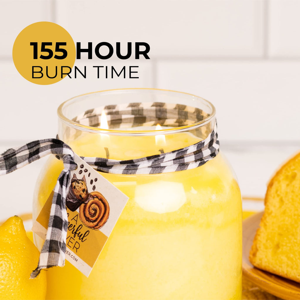 Lemon Butter Pound Cake - 34oz Papa Scented Candle Jar with Lid - Keepers of the Light - 155 Hours of Burn Time, Gift