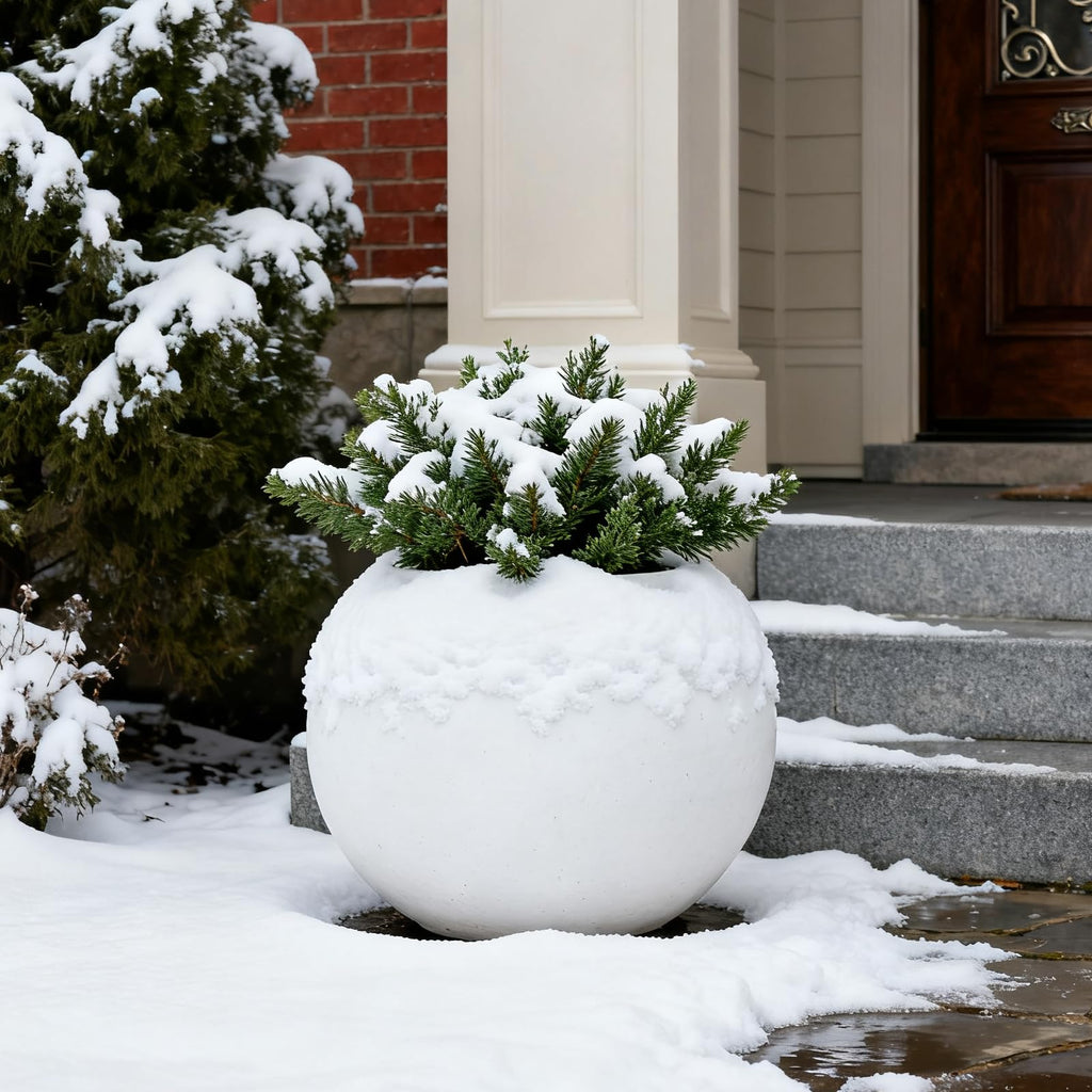 Large Round Planter, Planters for Indoor Plants & Outdoor, Durable Plastic Material Sphere Planter with Drainage Hole &