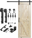 30in x 84in Sliding Barn Door with 5ft Barn Door Hardware Kit Included, Unfinished Solid Spruce Wood