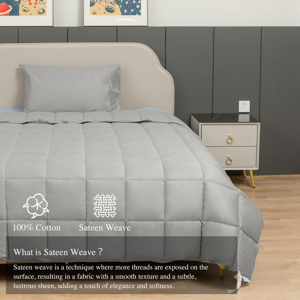 Oversized Queen Duvet Insert Cotton Cover Dorm Summer Silver Gray