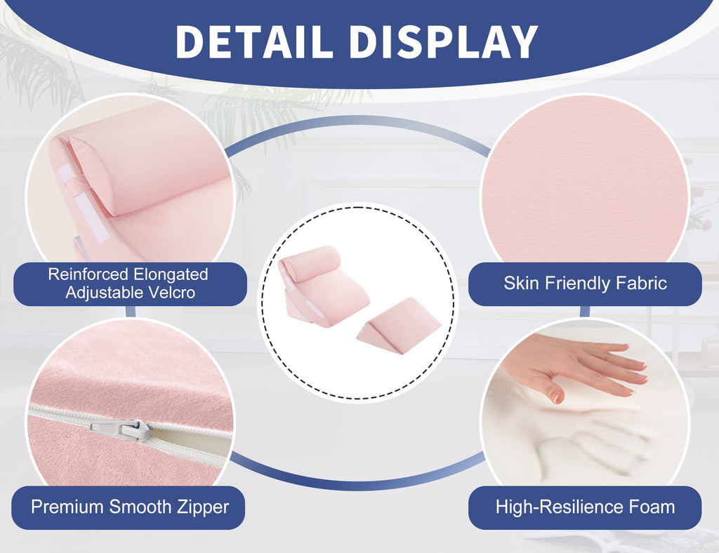 4PCS Orthopedic Bed Wedge Pillow Set for Post Surgery Recovery - Adjustable Memory Foam Support Pillows for