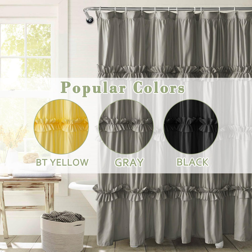 Farmhouse Ruffle, Gray, 72 x 72 in
