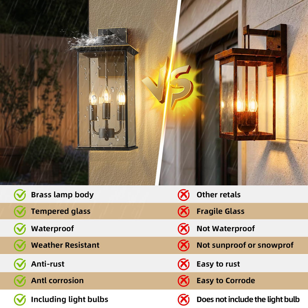 Large Oil‐Rubbed Bronze Outdoor Wall Sconce, Exterior Porch Light