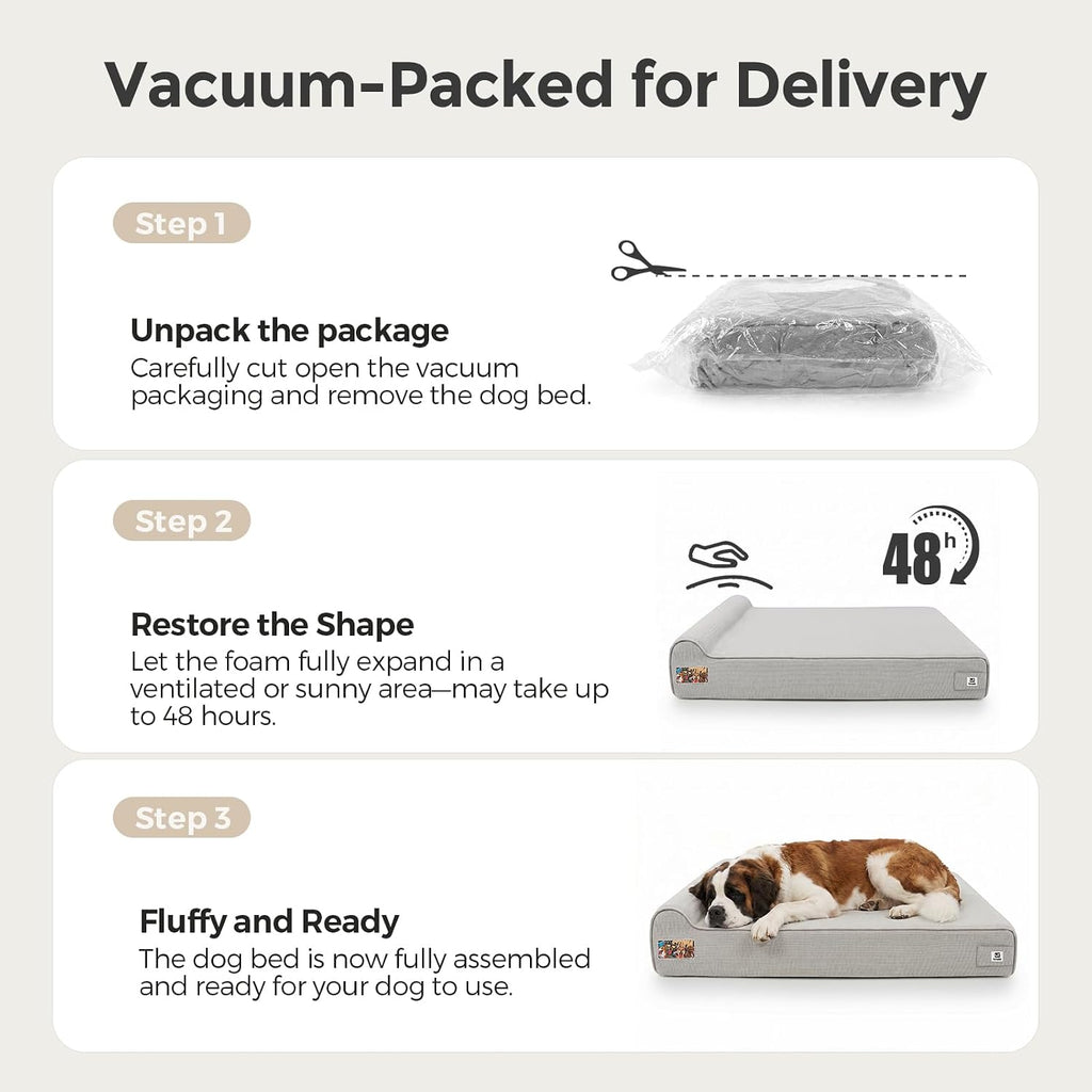 Orthopedic Dog Beds for Extra Large Dogs, 7" Extra Thick Memory Foam Canvas Pet Bed with Durable Chew Proof Fabric