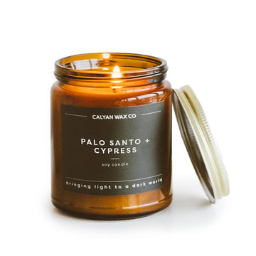 Palo Santo & Cypress Scented Candle - 57 Hour Burn