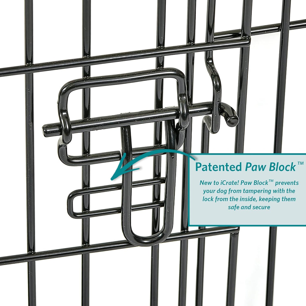 42-Inch iCrate for Large Breeds, 71-90 lbs, Double Door Folding Dog Crate with Divider Panel