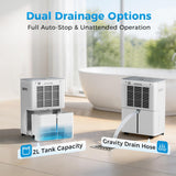 2500 sq.ft Dehumidifier for Home and Basement,Max 34 Pints Dehumidifier with Drain Hose,Ultra Quiet with Auto Defrost