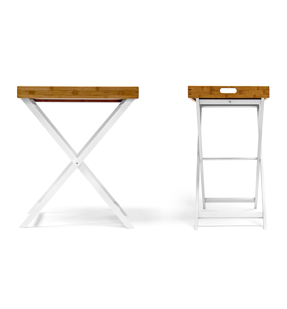 Couch Table Made of Wood and Bamboo 72 x 60 x 40 cm Side Table with Tablet and Frame Folding Table Plus Serving Tray